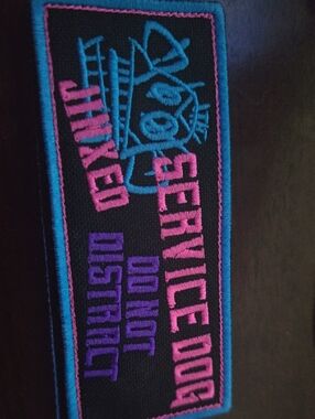 Service Dog Patch - Black with Pink & Blue Embroidery